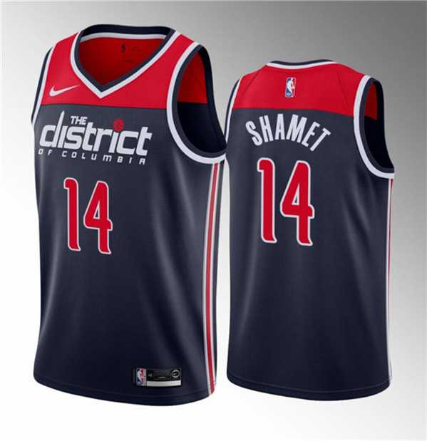 Mens Washington Wizards #14 Landry Shamet Navy 2023 Draft Statement Edition Stitched Jersey->washington wizards->NBA Jersey